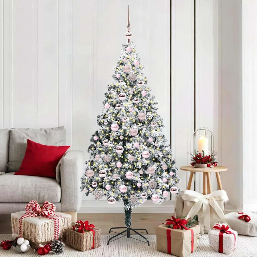 Sapin de Noël artificiel Blanc 180 cm PVC, Acier et Plastique
