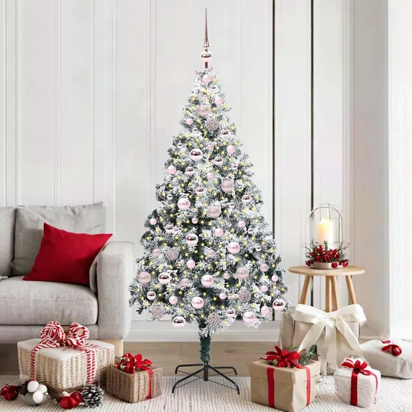 Sapin de Noël artificiel Blanc 180 cm PVC, Acier et Plastique