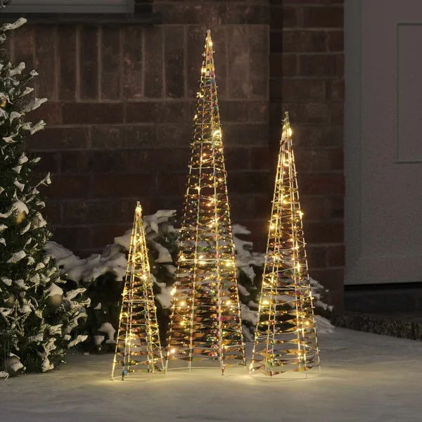 Sapin de Noël avec 90 LED 3 pcs Blanc chaud 20 x 20 x 80 cm PET