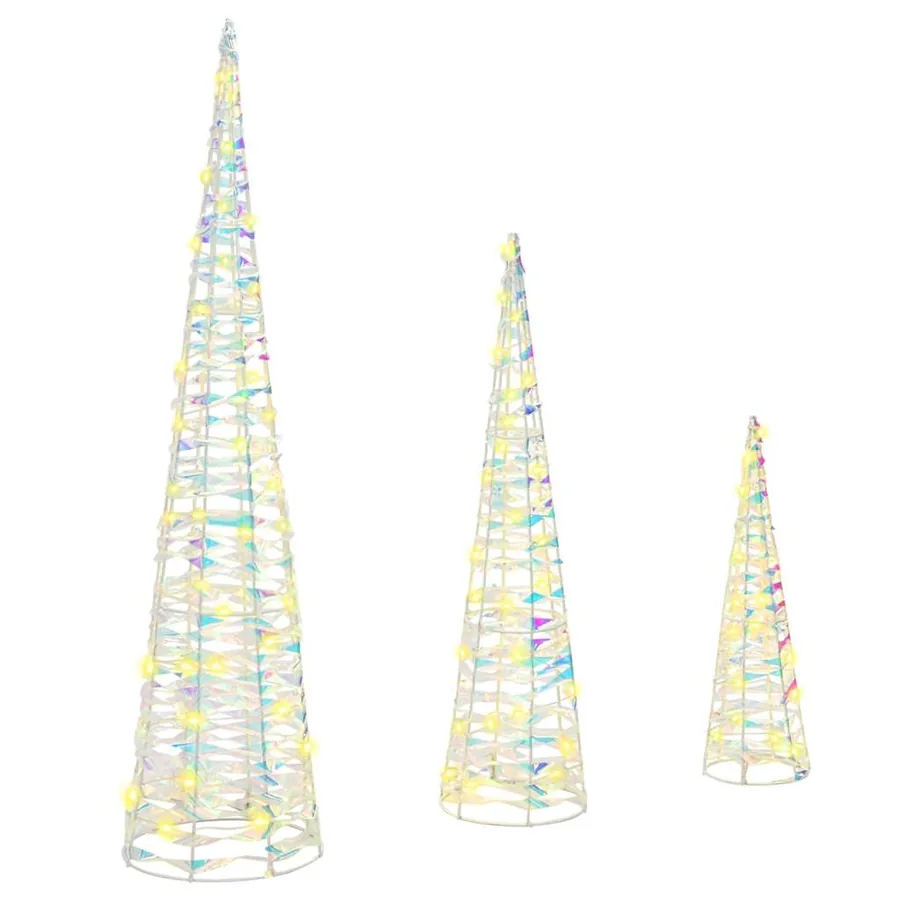 Sapin de Noël avec 90 LED 3 pcs Blanc chaud 20 x 20 x 80 cm PET - 2