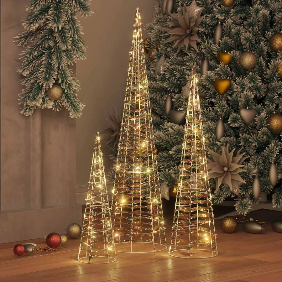Sapin de Noël avec 90 LED 3 pcs Blanc chaud 20 x 20 x 80 cm PET - 3