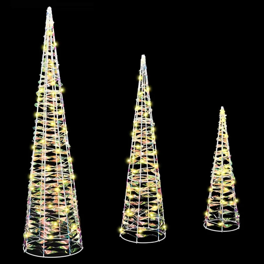 Sapin de Noël avec 90 LED 3 pcs Blanc chaud 20 x 20 x 80 cm PET - 4