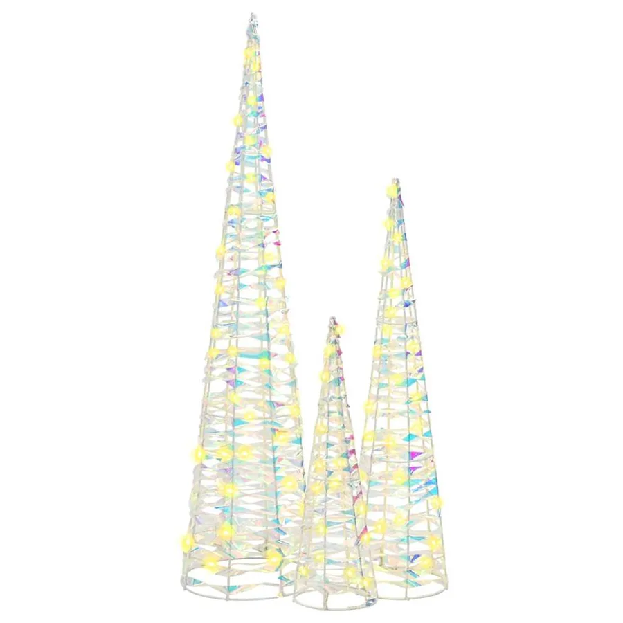 Sapin de Noël avec 90 LED 3 pcs Blanc chaud 20 x 20 x 80 cm PET - 5