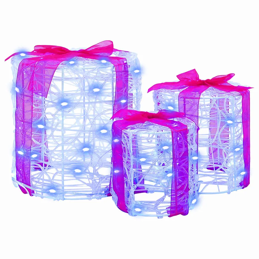 Décoration de boîte cadeau 3 pcs Bleu 20 x 20 x 21 cm Acrylique - 2