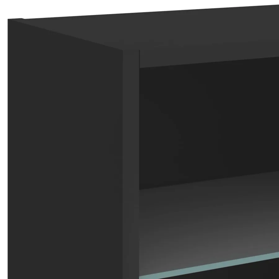 Table de chevet murale avec lumières LED noir - 8
