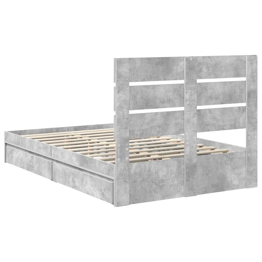 Lit de Rangement Gris béton 135 x 190 cm Bois d'ingénierie - 10