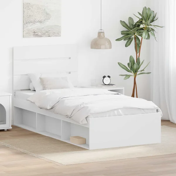 Cadre de lit Blanc 75 x 190 cm Bois de pin massif