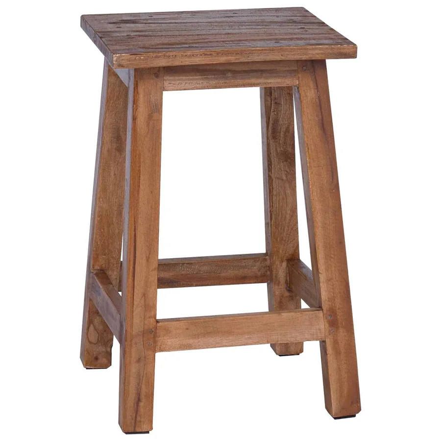 Tabouret Naturel 30 x 30 x 47 cm Bois d'Acajou - 2