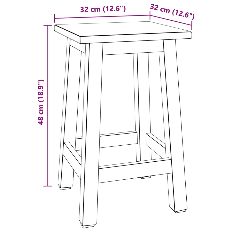 Tabouret Naturel 30 x 30 x 47 cm Bois d'Acajou - 8