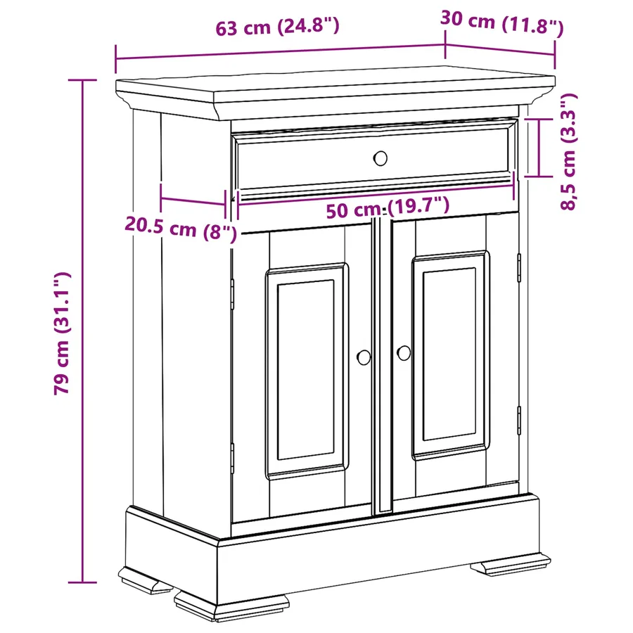 Armoire de rangement 63 x 30 x 79 cm Bois de Mahogany Massif - 8
