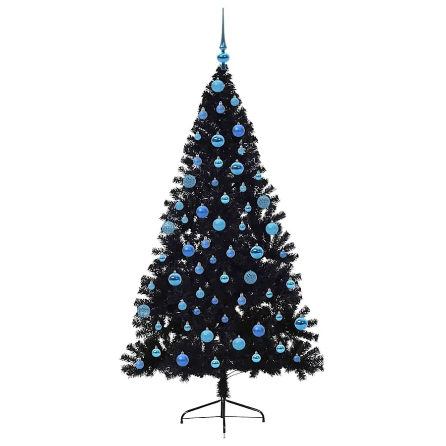 Sapin de Noël artificiel pré-éclairé Noir 180 cm PVC - 4