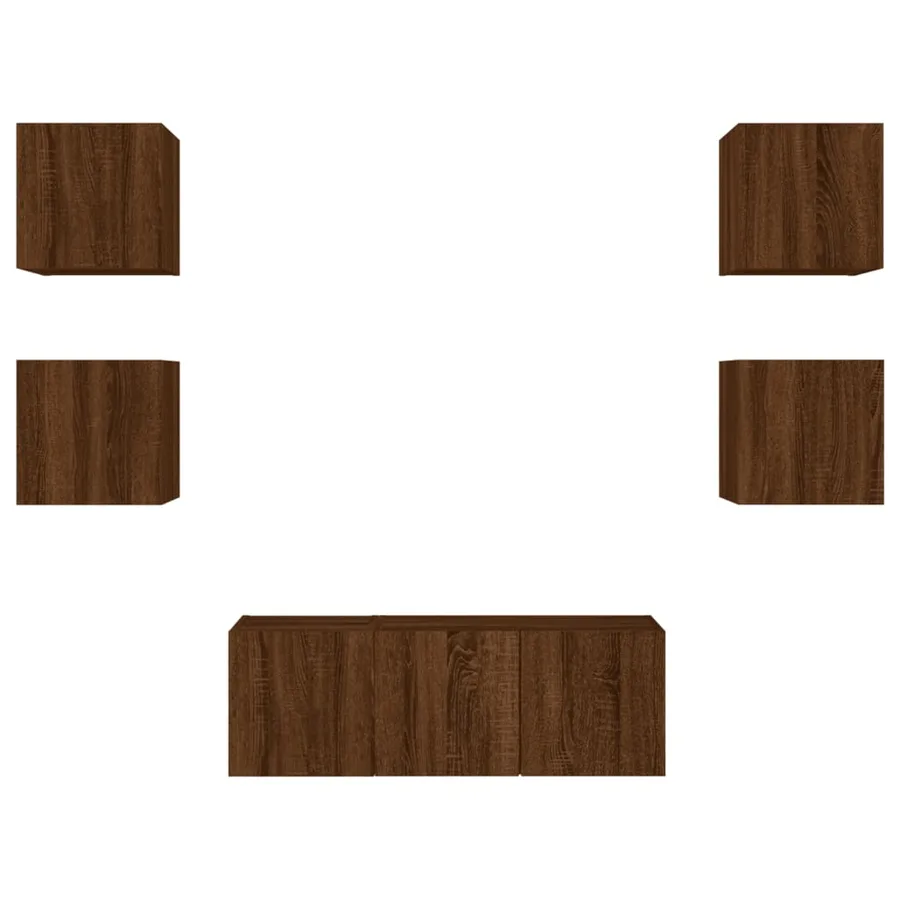 Unités murales TV avec LED 6 pcs chêne marron bois d'ingénierie - 7