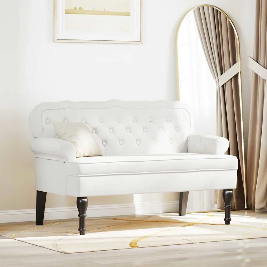 Banc Chesterfield Blanc 119,5 x 64,5 x 75 cm Cuir synthétique