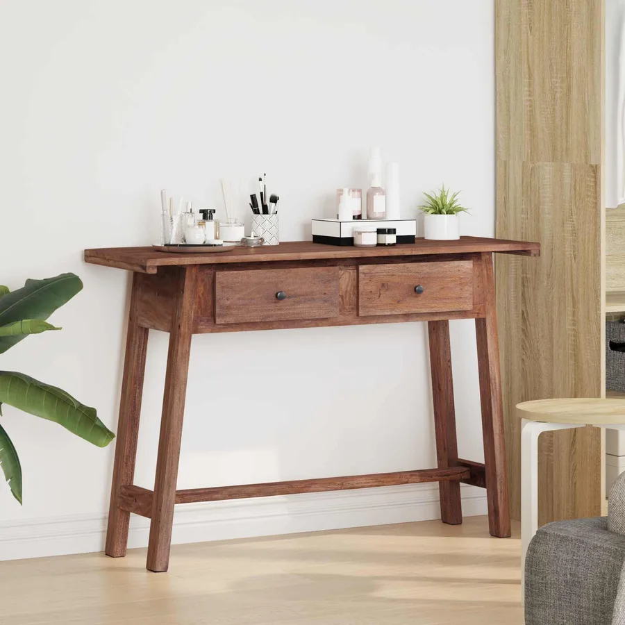 Bureau Marron 110 x 30 x 79 cm Bois de Mahogany Massif - 3