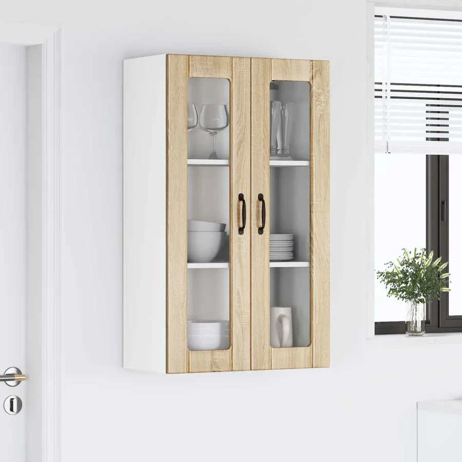 Cabinet en verre mural LUCCA Chêne Sonoma 60 x 31 x 100 cm - 4
