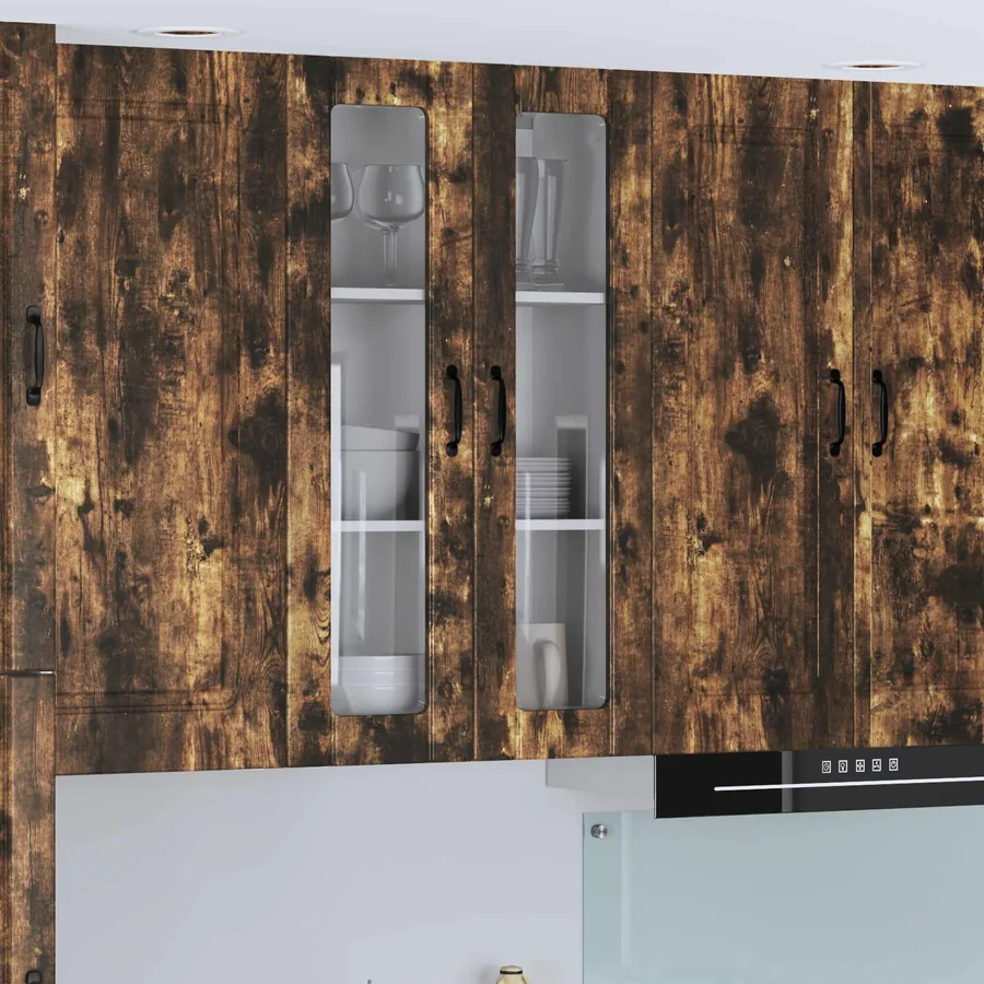 Cabinet en verre mural LUCCA Chêne fumé 60 x 31 x 100 cm