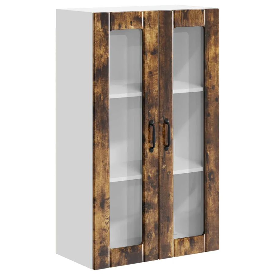Cabinet en verre mural LUCCA Chêne fumé 60 x 31 x 100 cm - 2