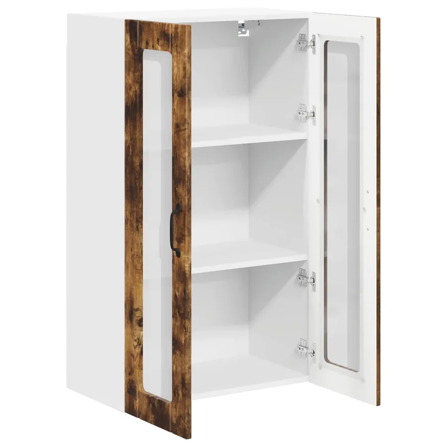 Cabinet en verre mural LUCCA Chêne fumé 60 x 31 x 100 cm - 5
