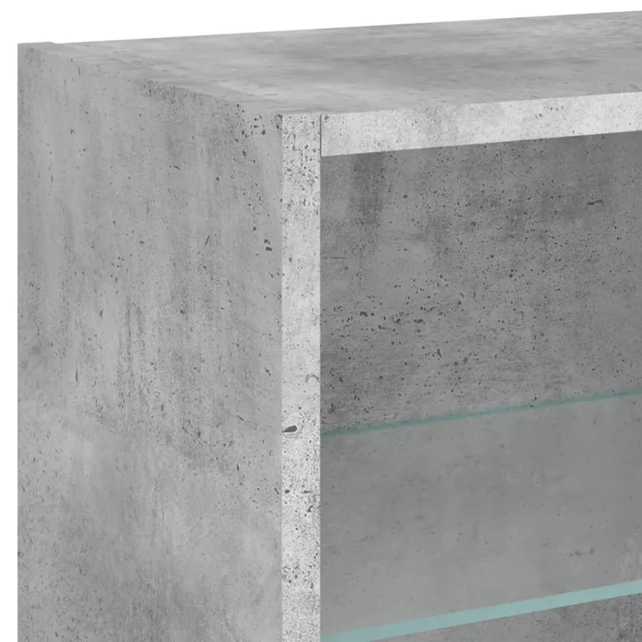 Table de chevet murale avec lumières LED gris béton - 8
