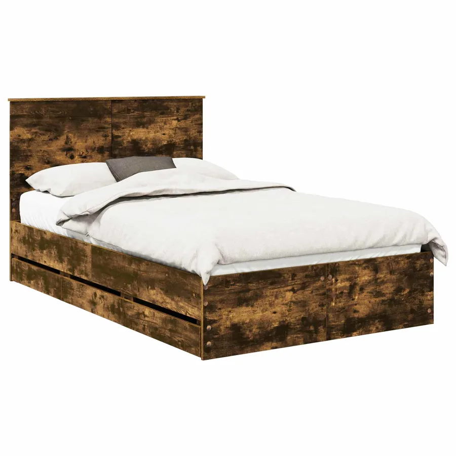 Cadre de lit Chêne fumé 120 x 190 cm Bois Ingénierie - 2