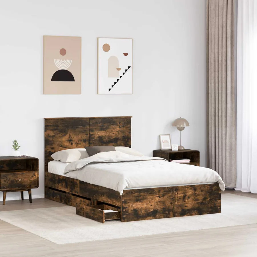 Cadre de lit Chêne fumé 120 x 190 cm Bois Ingénierie - 3