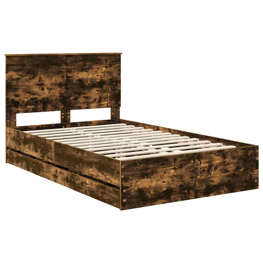 Cadre de lit Chêne fumé 120 x 190 cm Bois Ingénierie - 4
