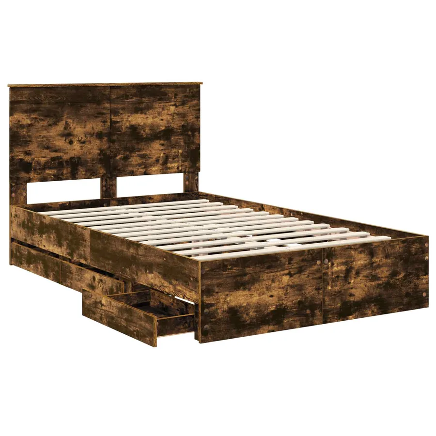 Cadre de lit Chêne fumé 120 x 190 cm Bois Ingénierie - 5