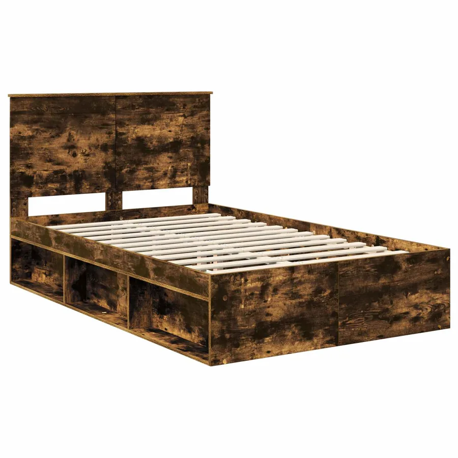 Cadre de lit Chêne fumé 120 x 190 cm Bois de pin massif - 4