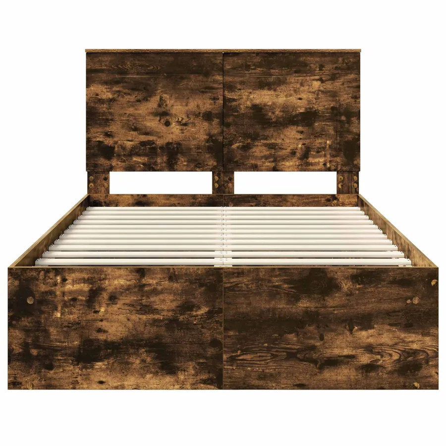 Cadre de lit Chêne fumé 120 x 190 cm Bois de pin massif - 7