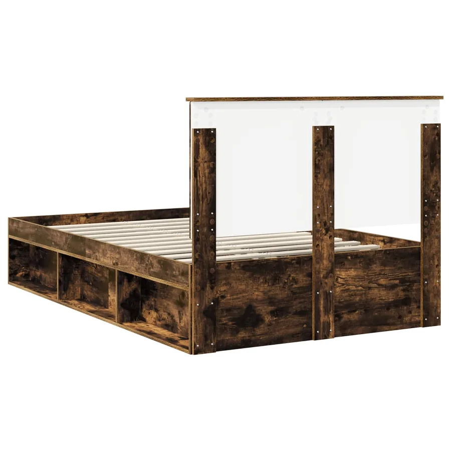 Cadre de lit Chêne fumé 120 x 190 cm Bois de pin massif - 9