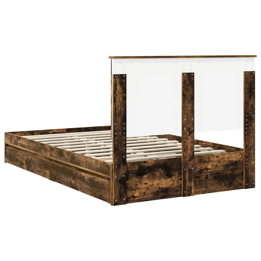 Lit de Rangement Chêne fumé 120 x 200 cm Bois d'ingénierie - 10