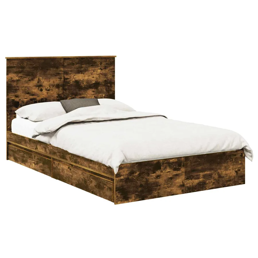 Lit de Rangement Chêne fumé 120 x 200 cm Bois d'ingénierie - 2