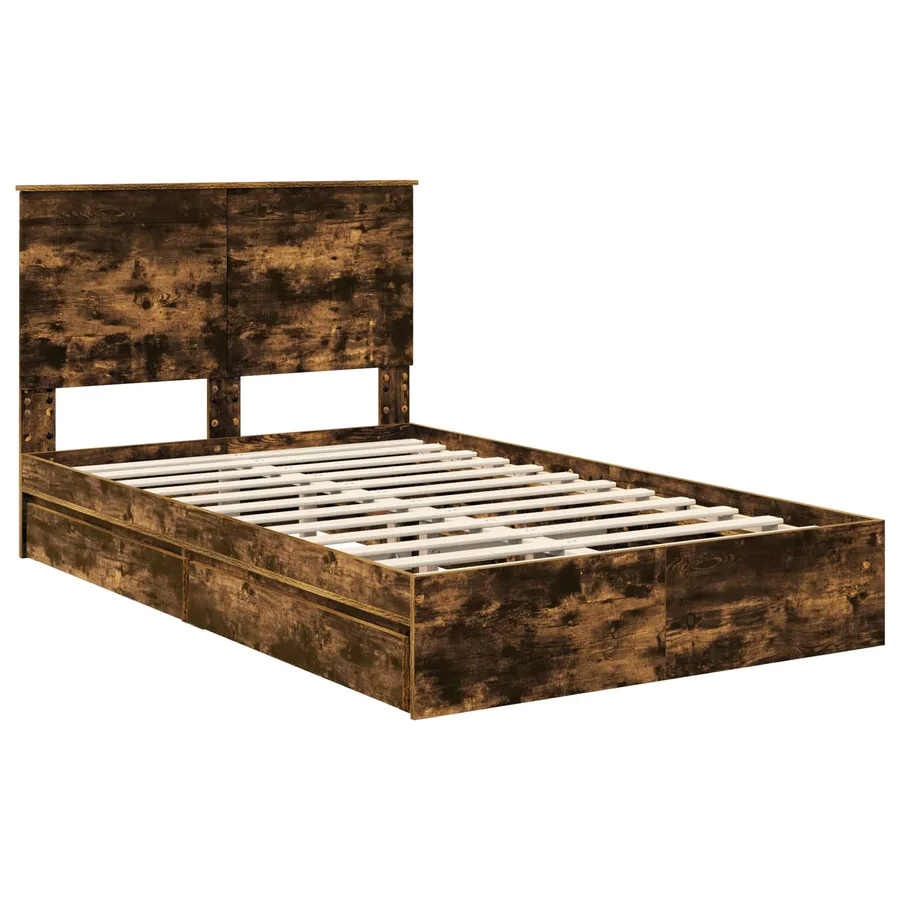 Lit de Rangement Chêne fumé 120 x 200 cm Bois d'ingénierie - 4