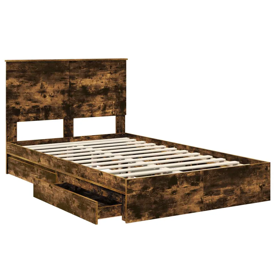 Lit de Rangement Chêne fumé 120 x 200 cm Bois d'ingénierie - 5