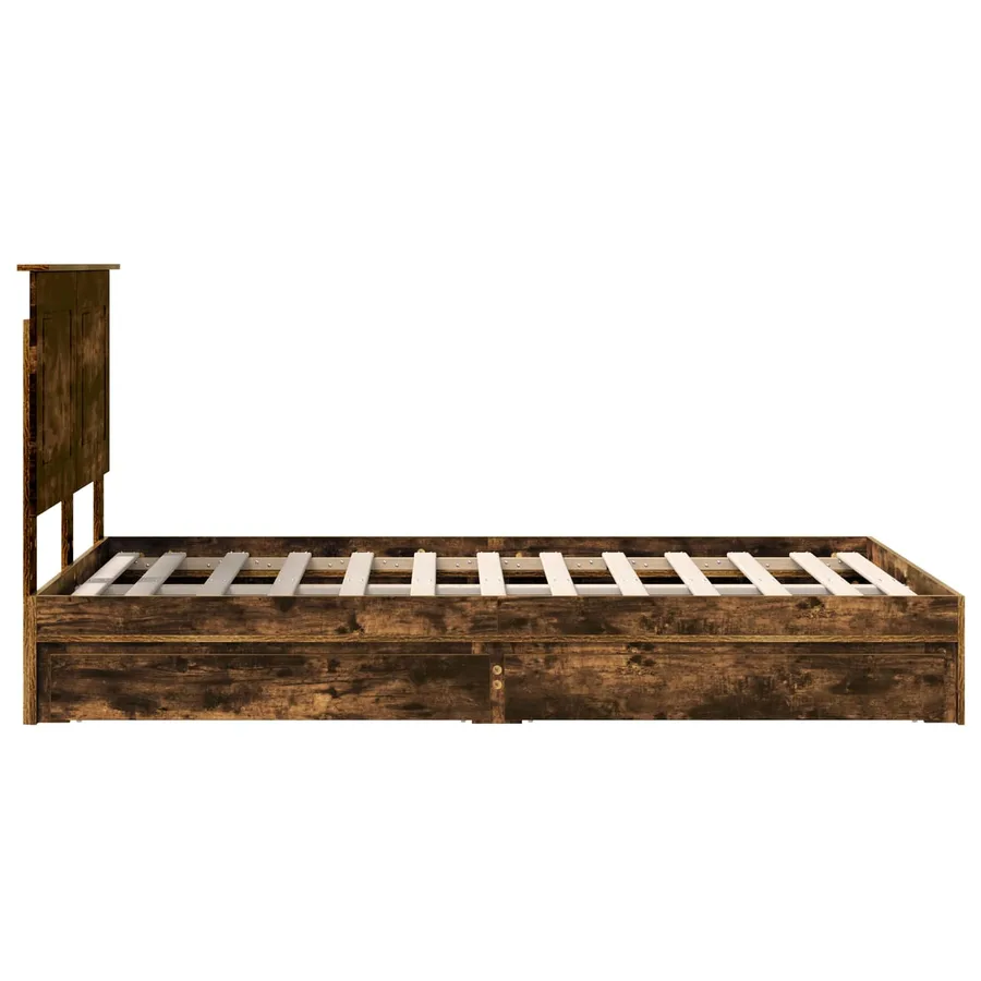 Lit de Rangement Chêne fumé 120 x 200 cm Bois d'ingénierie - 9
