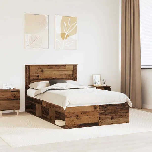 Cadre de lit Bois ancien 120 x 190 cm Bois de pin massif