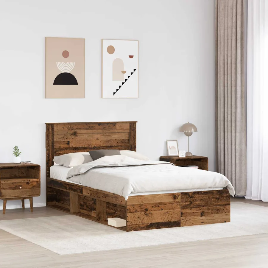 Cadre de lit Bois ancien 120 x 190 cm Bois de pin massif - 3