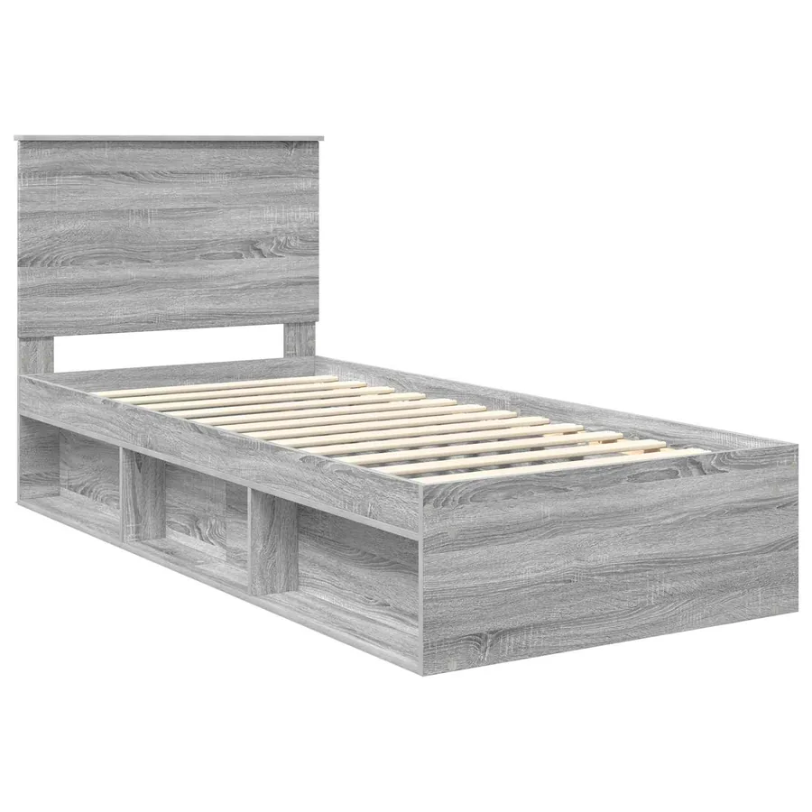 Cadre de lit Gris Sonoma 90 x 200 cm Bois de pin massif - 4
