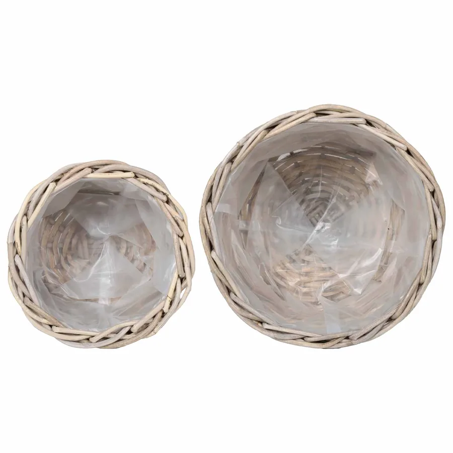 Panier à plantes avec stockage 2 pc Gris naturel Rattan Kubu - 6