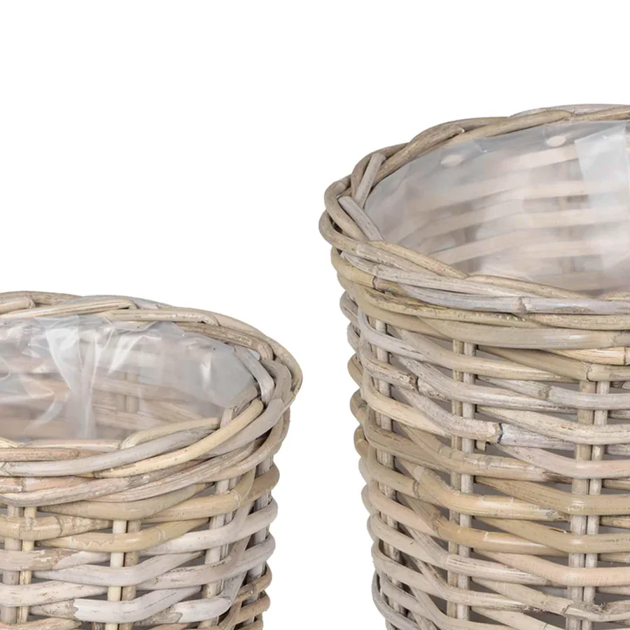 Panier à plantes avec stockage 2 pc Gris naturel Rattan Kubu - 7