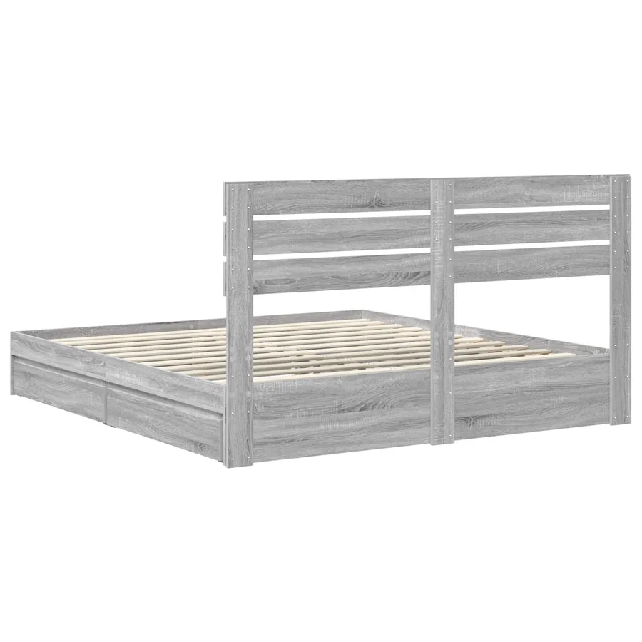 Lit de Rangement Gris Sonoma 180 x 200 cm Bois d'ingénierie - 10
