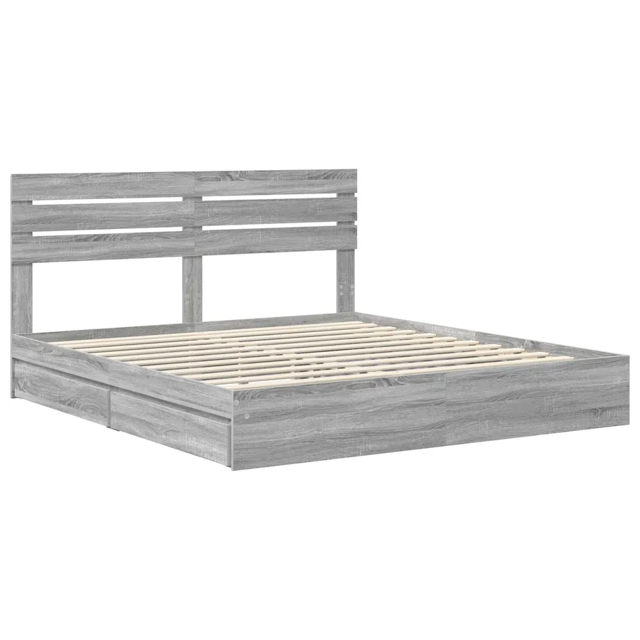 Lit de Rangement Gris Sonoma 180 x 200 cm Bois d'ingénierie - 4