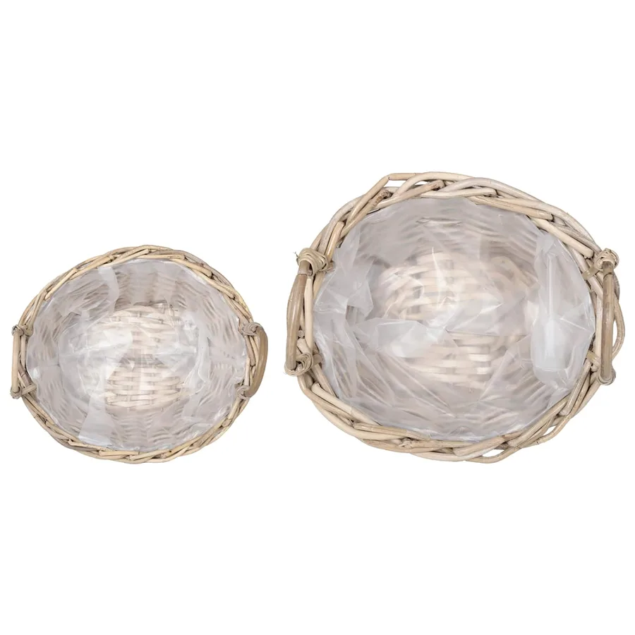 Panier de Plante avec stockage 2 pc Gris naturel Rattan Kubu - 6