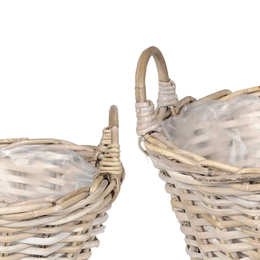 Panier de Plante avec stockage 2 pc Gris naturel Rattan Kubu - 7
