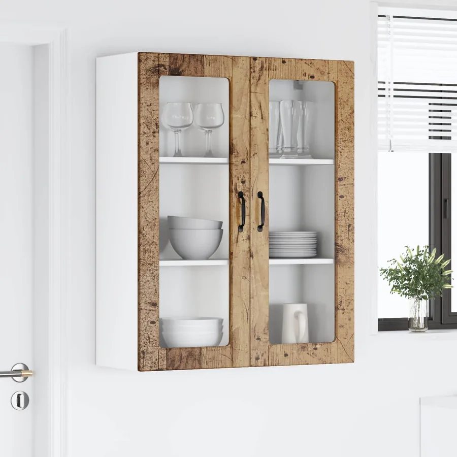 Cabinet en verre mural LUCCA Bois ancien 80 x 31 x 100 cm - 4