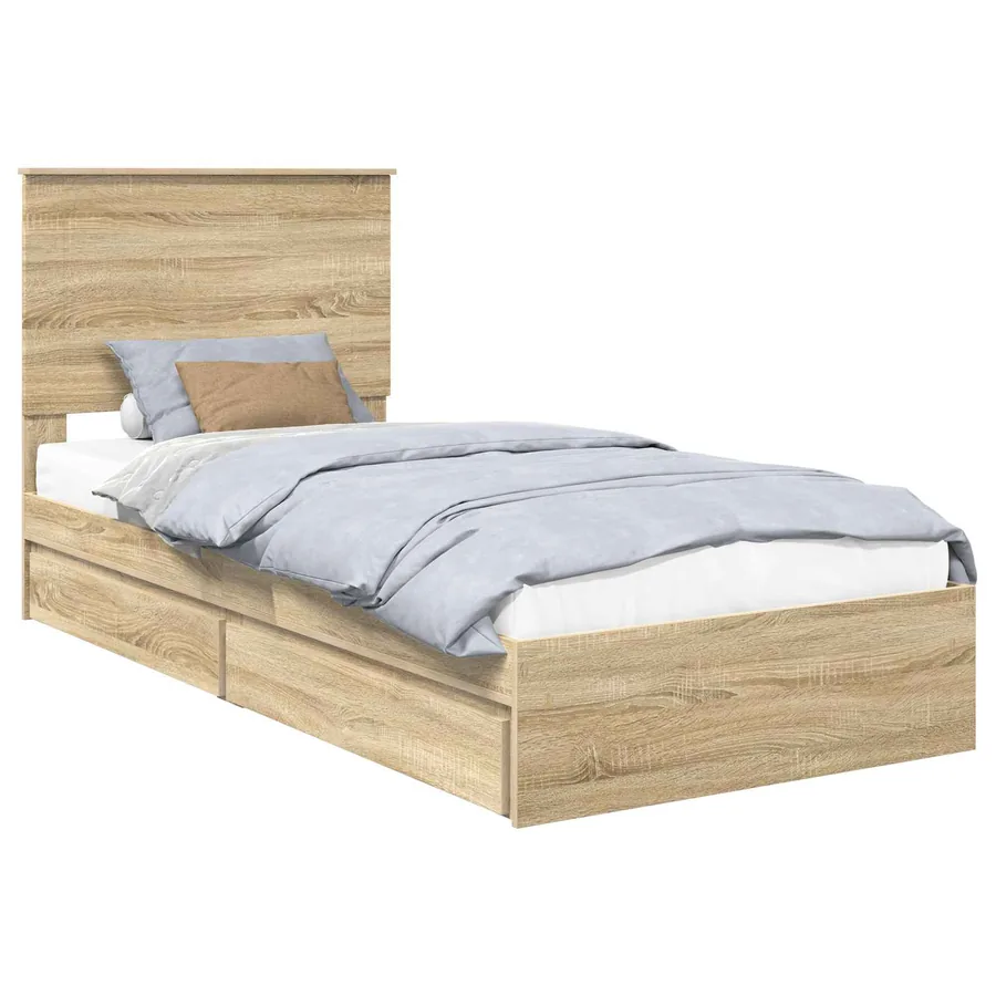 Lit de Rangement Chêne Sonoma 90 x 190 cm Bois d'ingénierie - 2