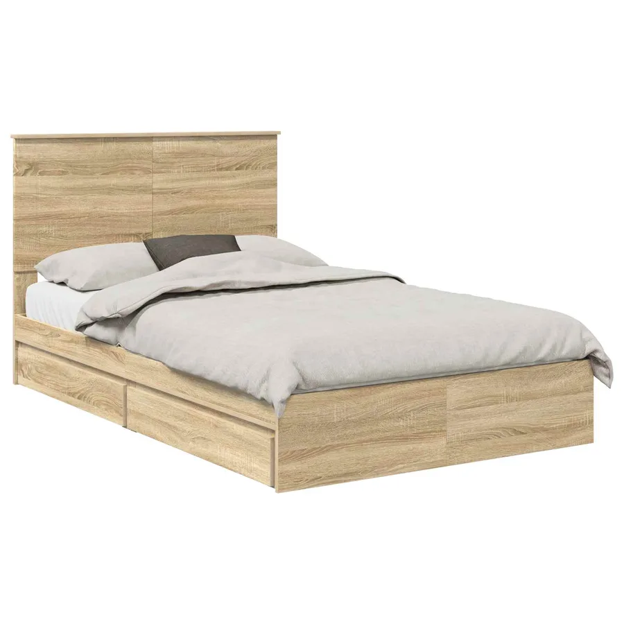 Lit de Rangement Chêne Sonoma 120 x 200 cm Bois d'ingénierie - 2