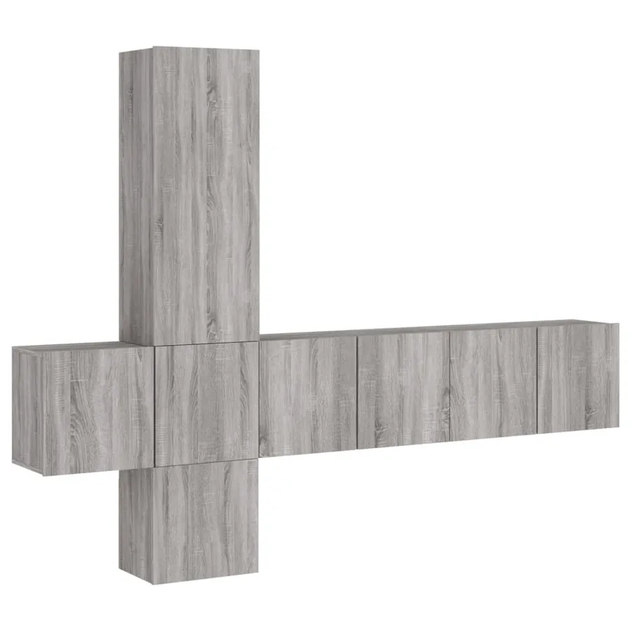 Unités murales TV 5 pcs sonoma gris bois d'ingénierie - 2