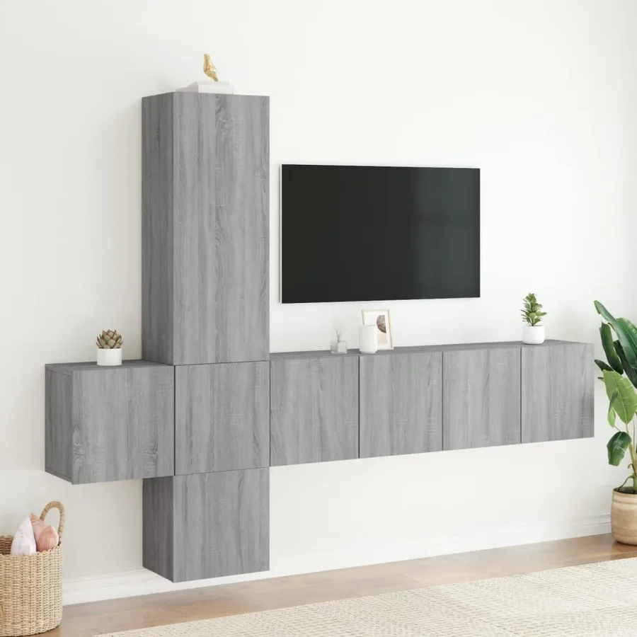 Unités murales TV 5 pcs sonoma gris bois d'ingénierie - 3