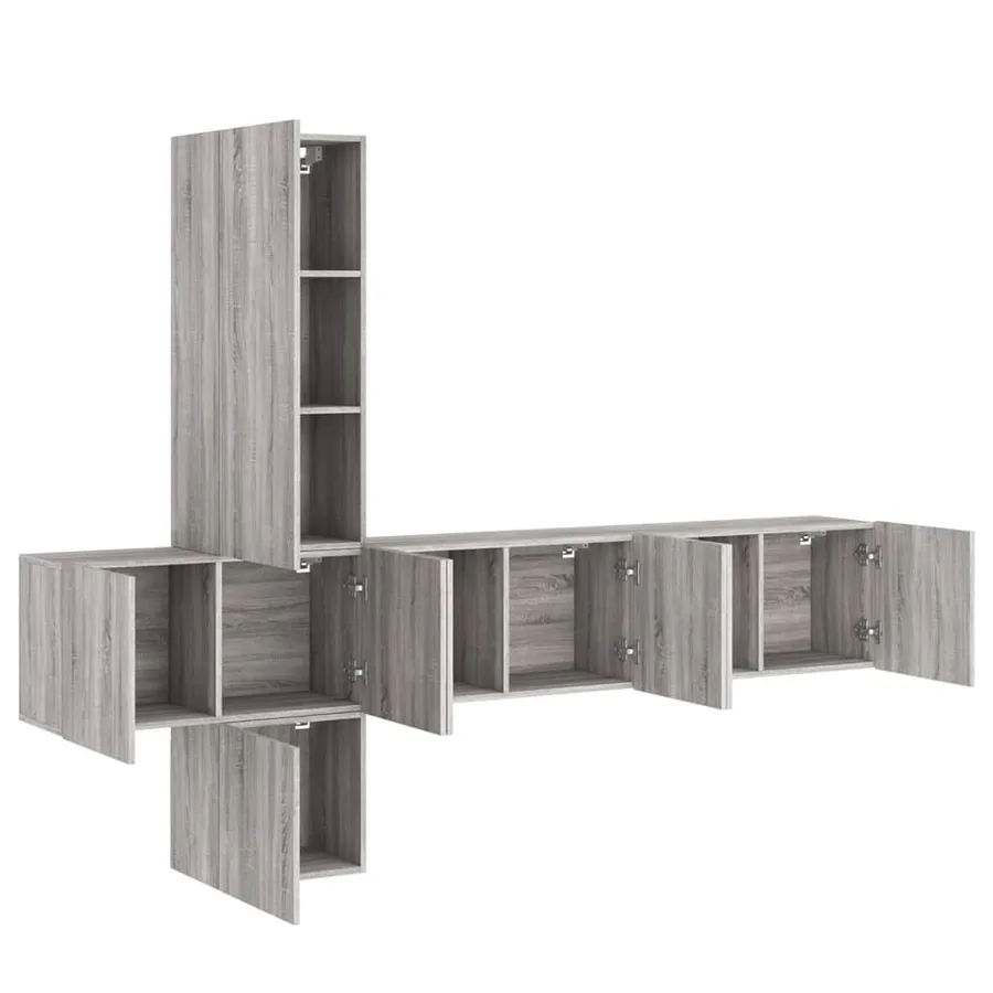 Unités murales TV 5 pcs sonoma gris bois d'ingénierie - 4